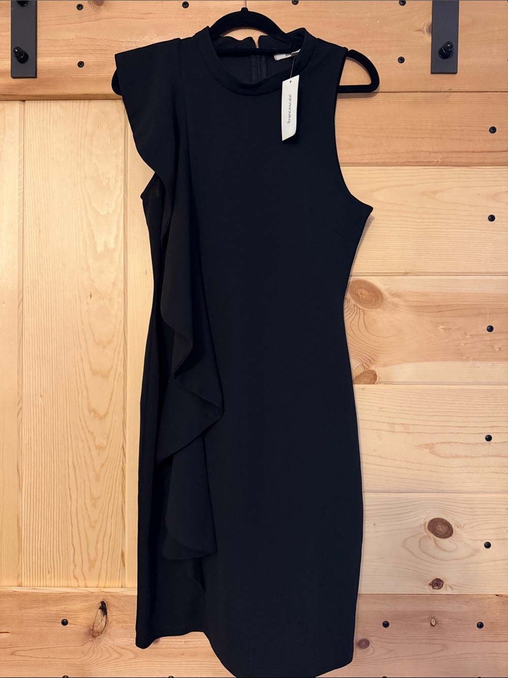 miami Black One-Shoulder Ruffle Sheath Dress